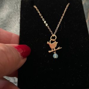 Tiny Bird on Branch with Semi Precious Stone Necklace-Boutique